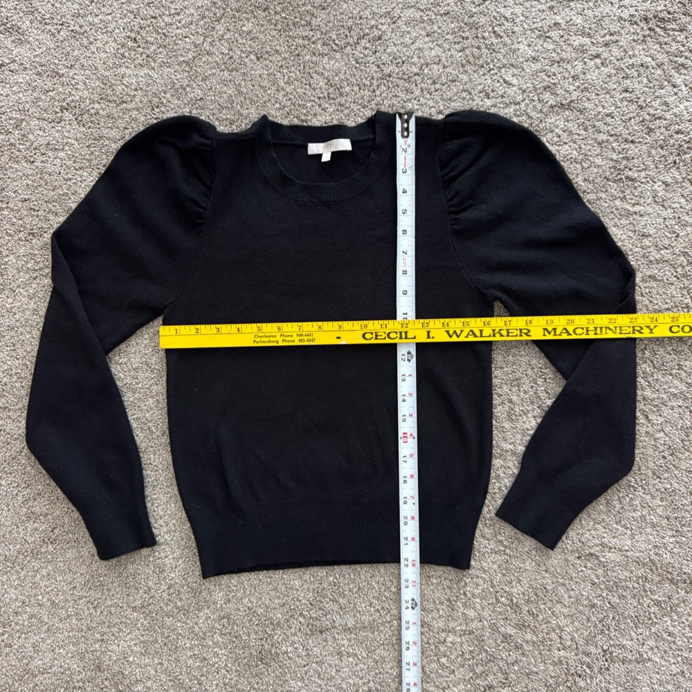 WAYF Puff Long Sleeve Knit Crewneck Sweater Small Black Regency Goth Feminine - Picture 2 of 9